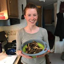 Solène with a bowl of morels