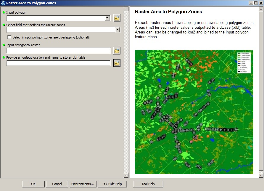 Screenshot of the "Raster_Area_To_Polygon_Zones" tool