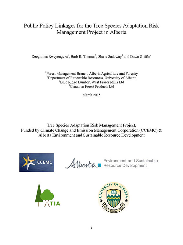 Public Policy Linkages for the Tree Species Adaptation Risk Management Project in Alberta