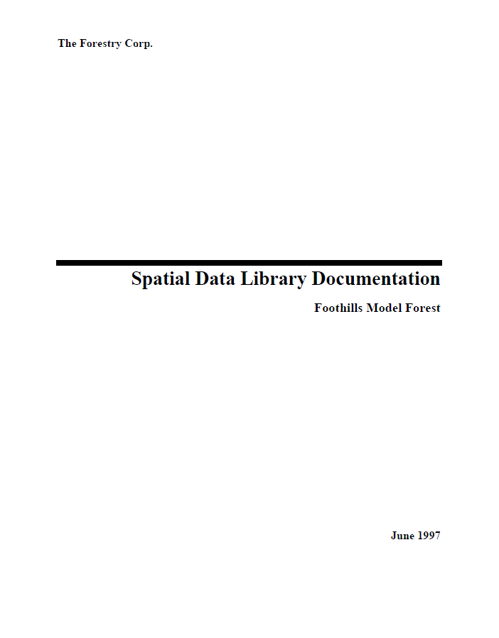 Spatial Data Library Documentation - Foothills Model Forest - fRI Research