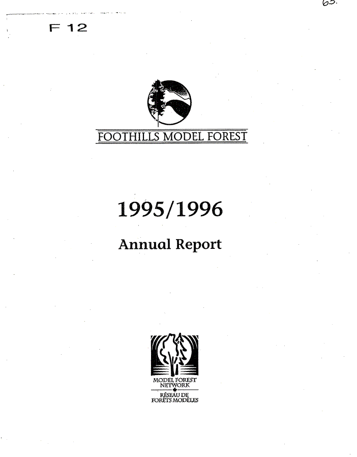 Foothills Model Forest 1995–1996 Annual Report - fRI Research