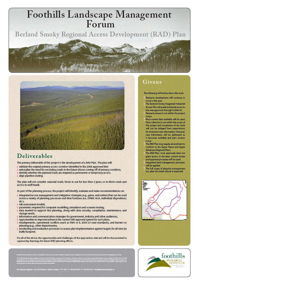 Foothills Landscape Management Forum - Berland Smoky Regional Access Development (RAD) Plan