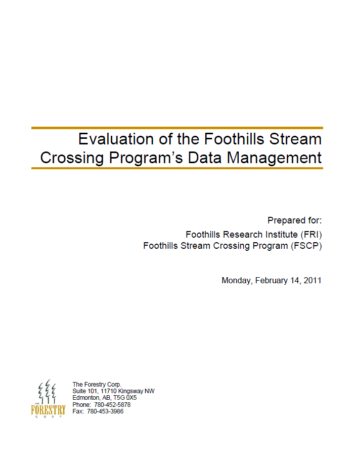 Evaluation of the Foothills Stream Crossing Program's data management