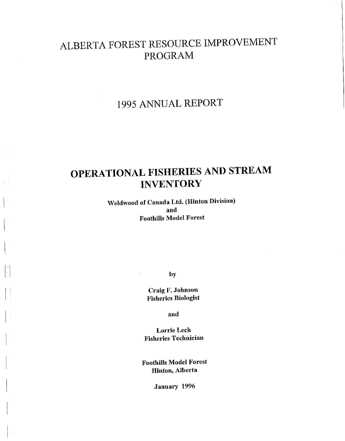 Alberta Forest Resource Improvement Program 1995 annual report ...