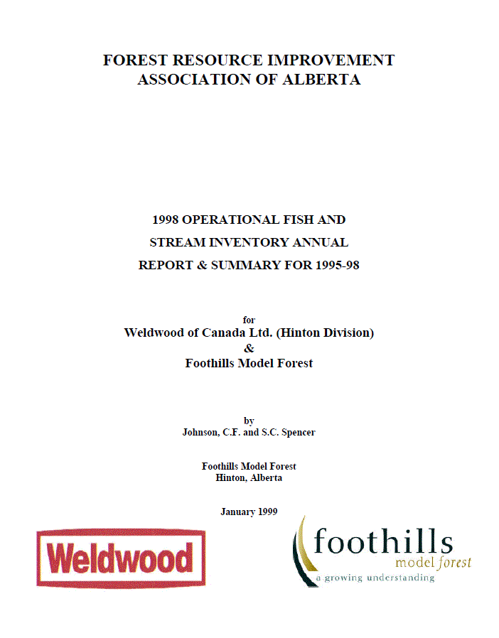 Forest Resource Improvement Association of Alberta: 1998 Operational ...