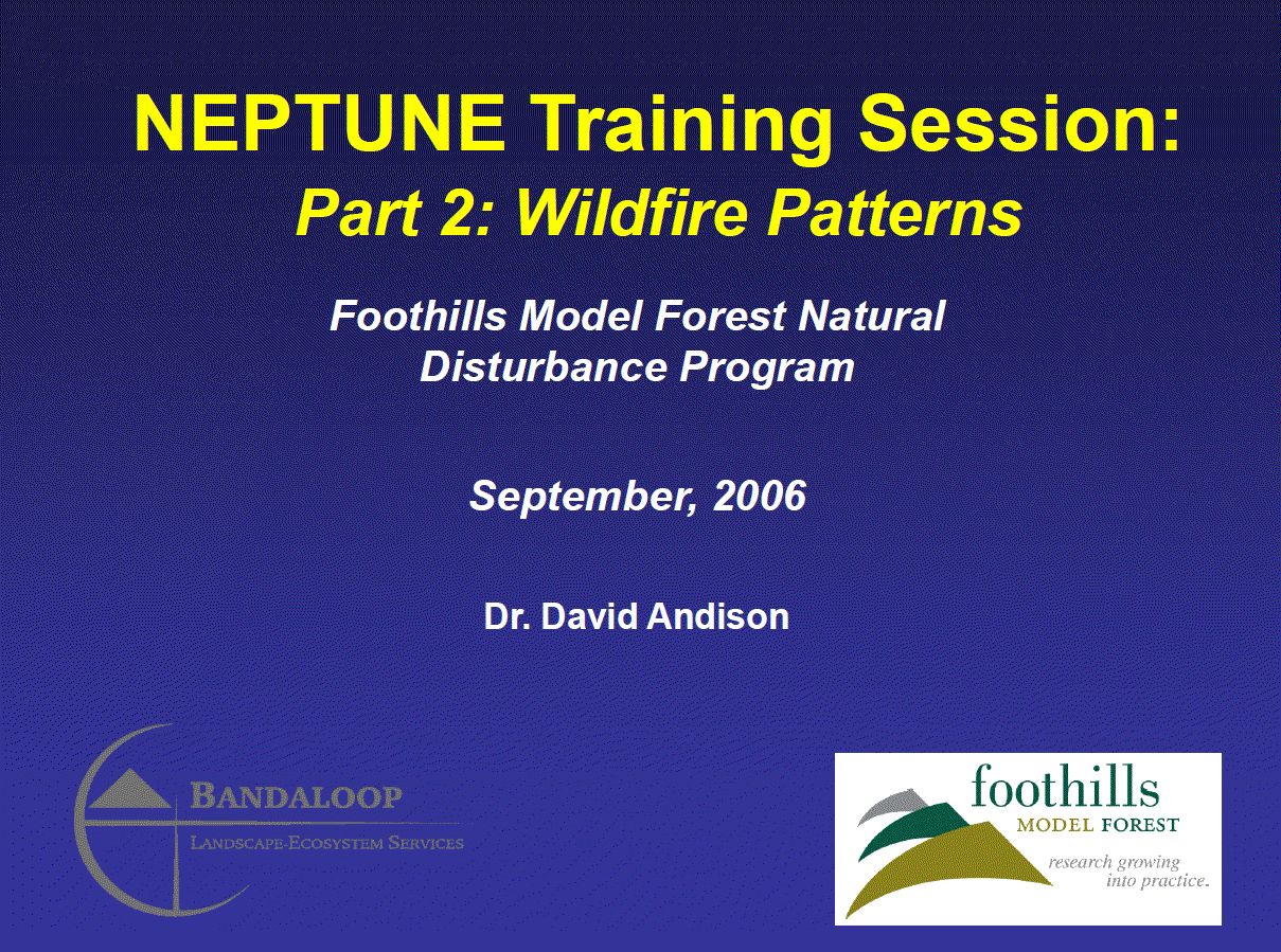 NEPTUNE training session Part 2: Wildfire patterns