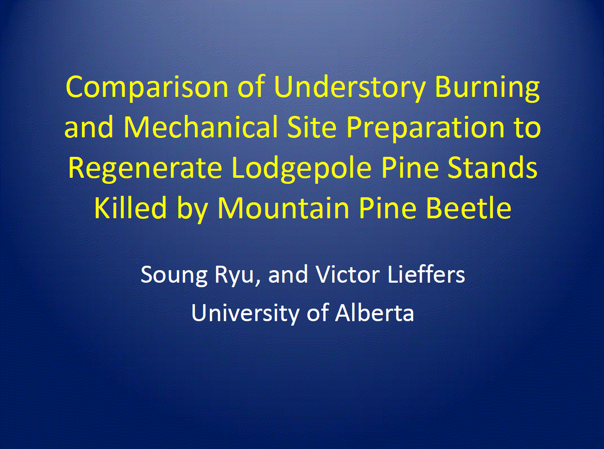 Comparison of understory burning and mechanical site preparation to regenerate lodgepole pine stands killed by mountain pine beetle