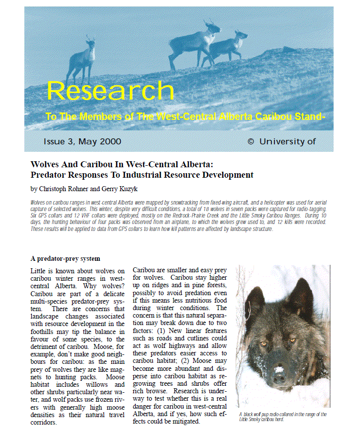 Wolves and caribou in west-central Alberta: predator responses to ...