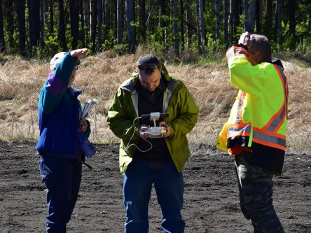 Brent Joss (center) of the NRCan Canadian Wood Fibre Centre was on hand to get some aerial UAV footage of the field tour! Brent Joss (center) of the NRCan Canadian Wood Fibre Centre was on hand to get some aerial UAV footage of the field tour!