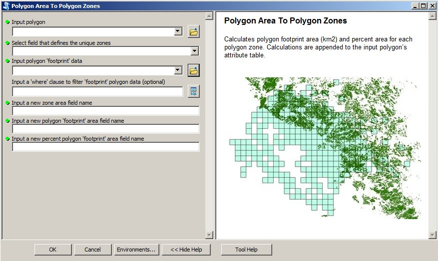 Screenshot of the "Polygon_Area_To_Polygon_Zones" tool Screenshot of the "Polygon_Area_To_Polygon_Zones" tool