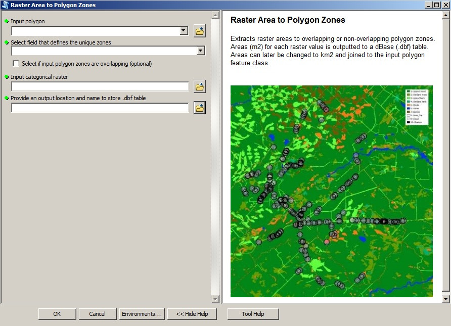 Screenshot of the "Raster_Area_To_Polygon_Zones" tool Screenshot of the "Raster_Area_To_Polygon_Zones" tool