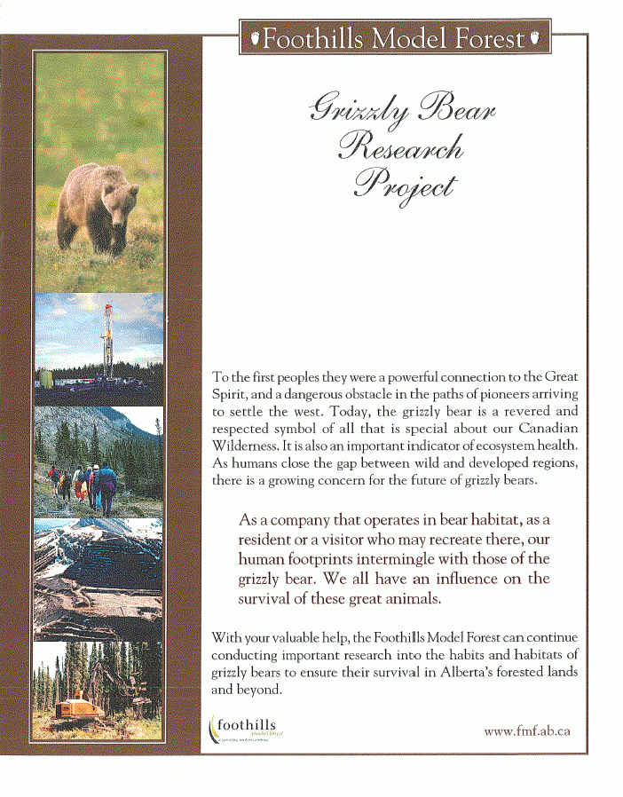 foothills model forest grizzly bear research program fri research foothills model works