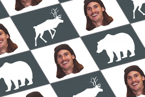 Tiled image of Cam McClelland, grizzly bears, caribou