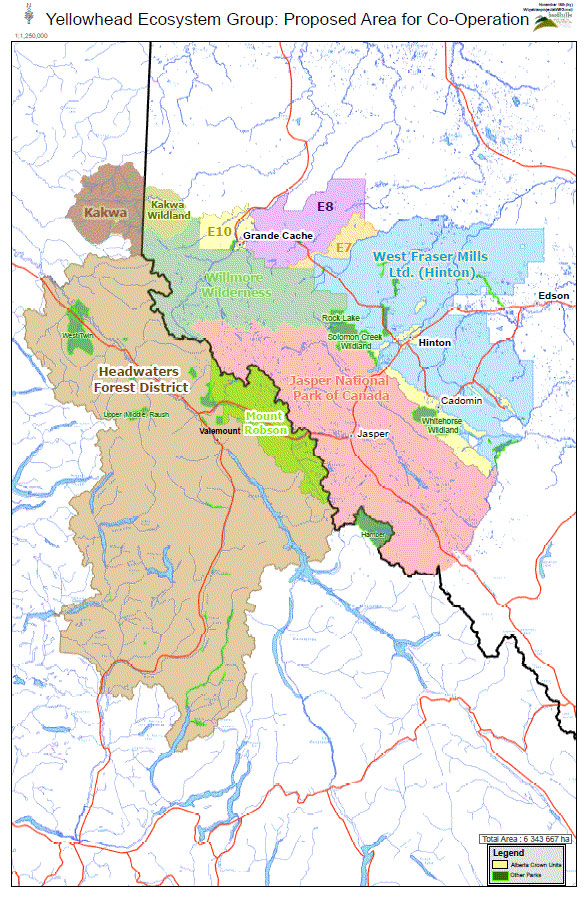 Yellowhead Ecosystem Group proposed area for cooperation fRI Research