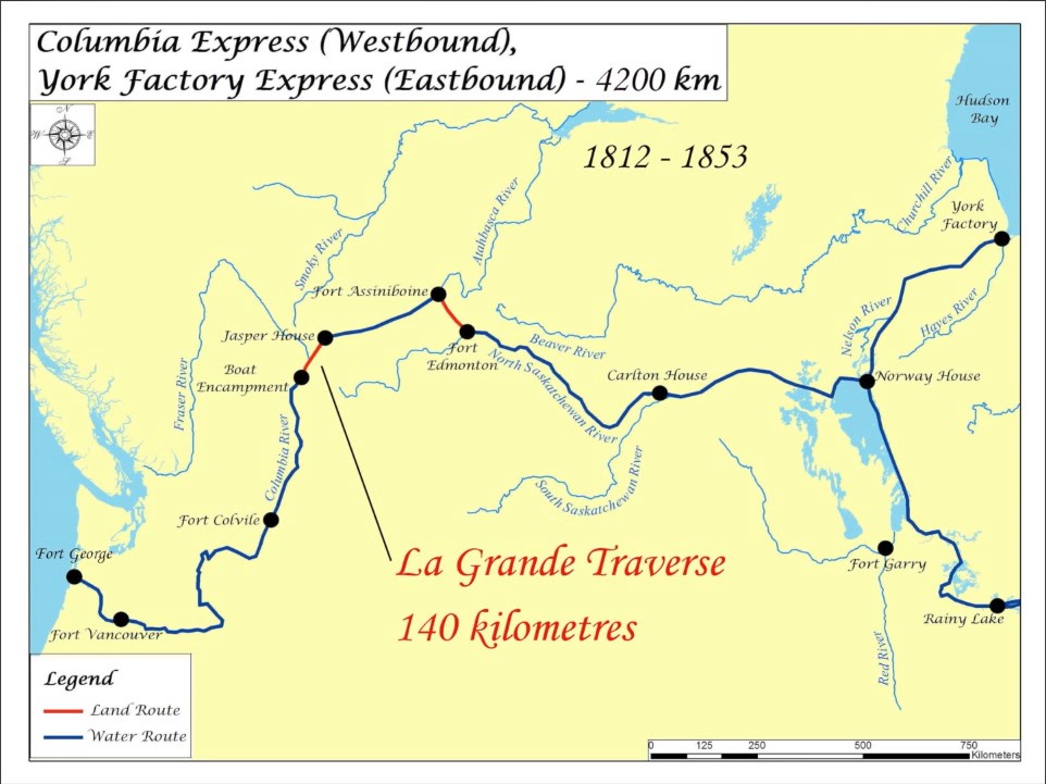 Map of the 4200km fur trade route