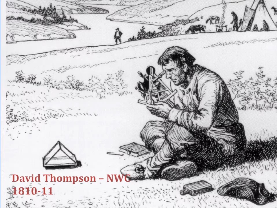 illustration of david thompson using a sextant