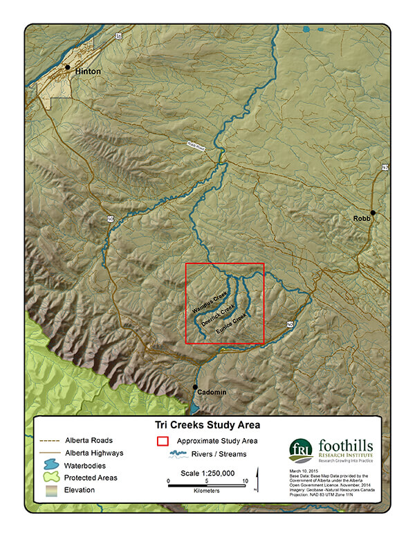 map of the tri-creeks study area
