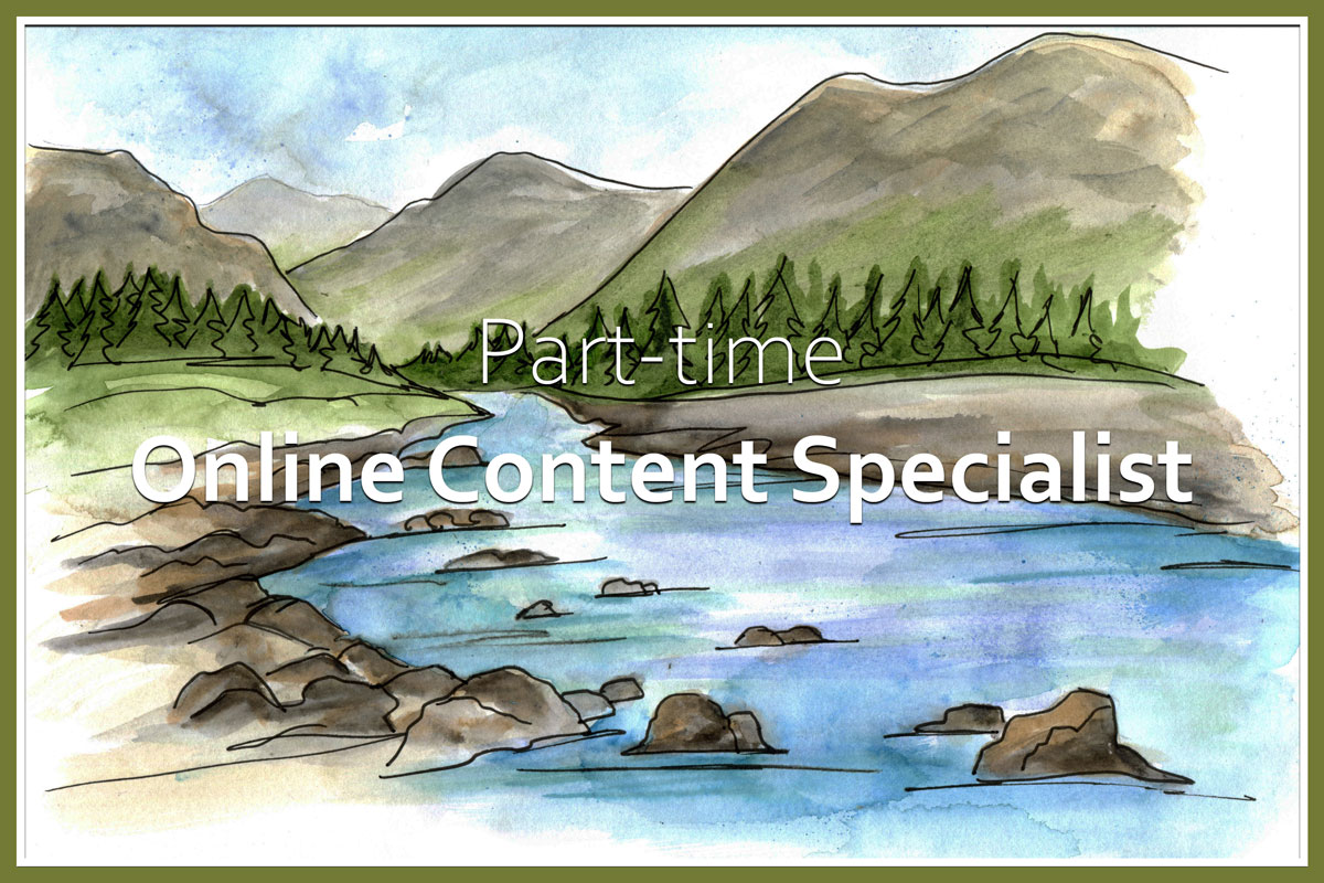 watercolour of a mountain stream words: part time online content specialist